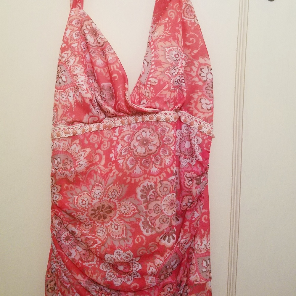 Red floral dress